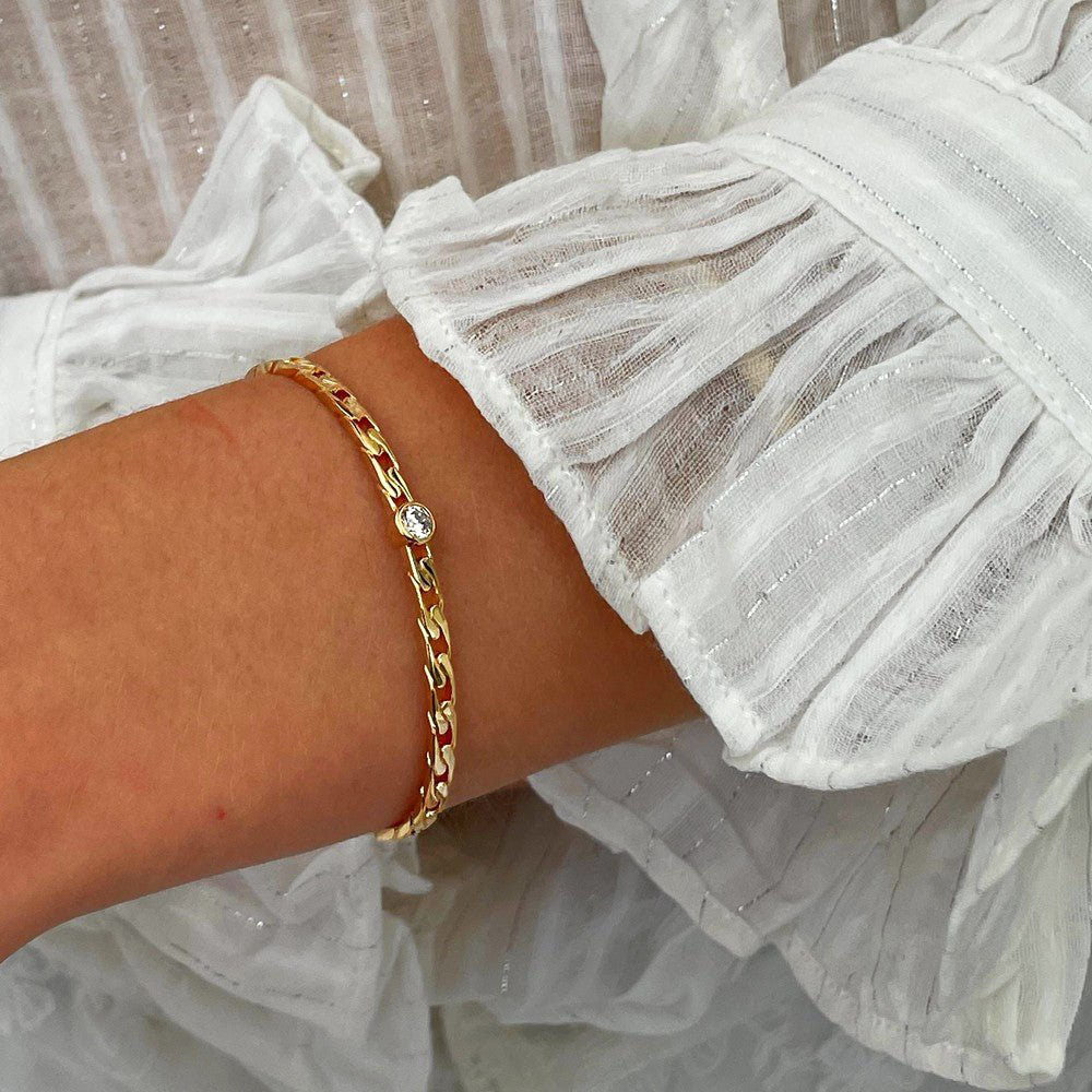 Bracelet jonc femme plaqué or 18K zirconium Unchained Bellaime 2