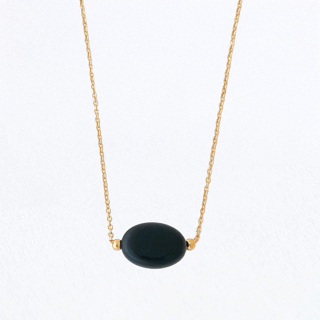 Collier obsidienne noire plaqué or 18K Black Odity Bellaime 2