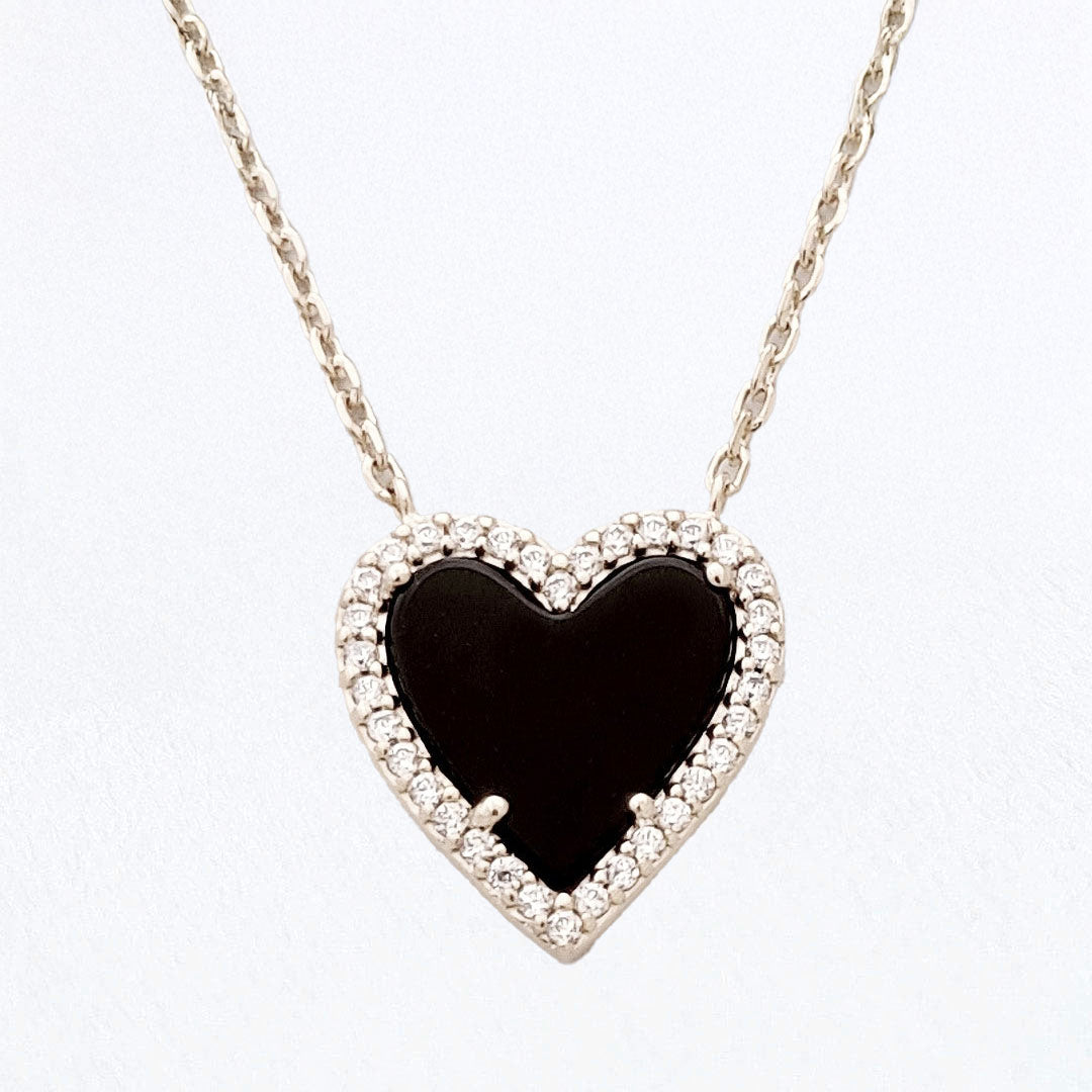 Collier cœur argent 925 agate Black Vertigo Bellaime 4