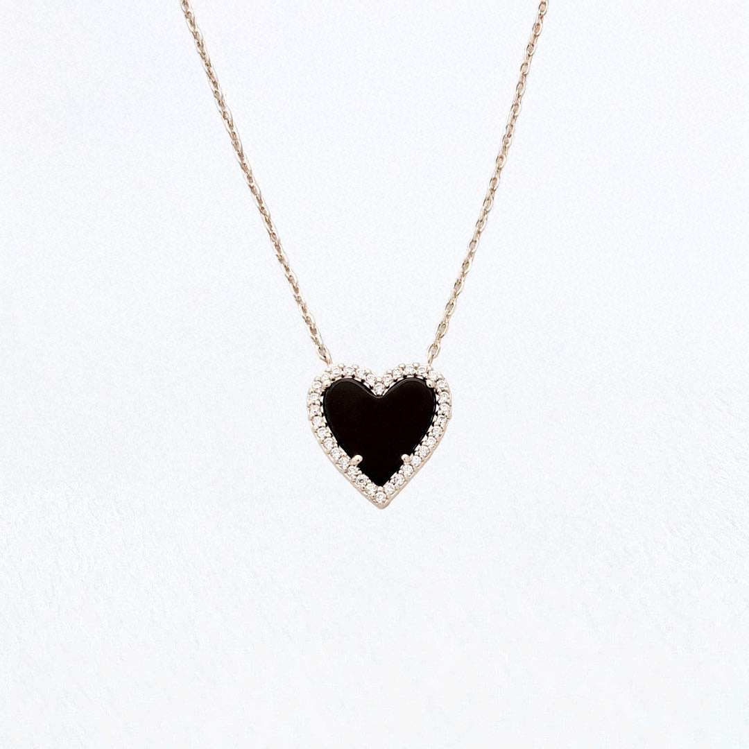 Collier cœur argent 925 agate Black Vertigo Bellaime