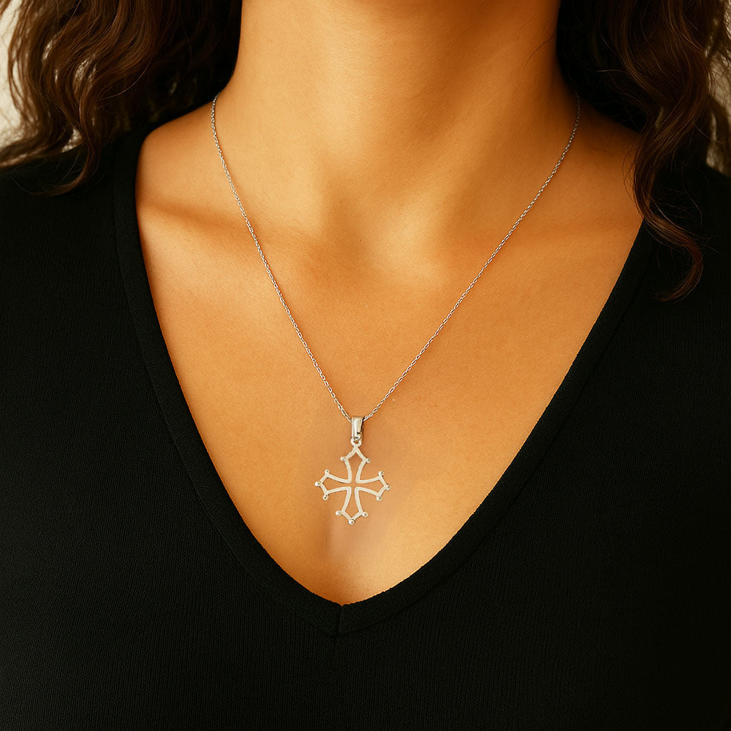 Collier croix occitane femme argent 925 Bellaime 2