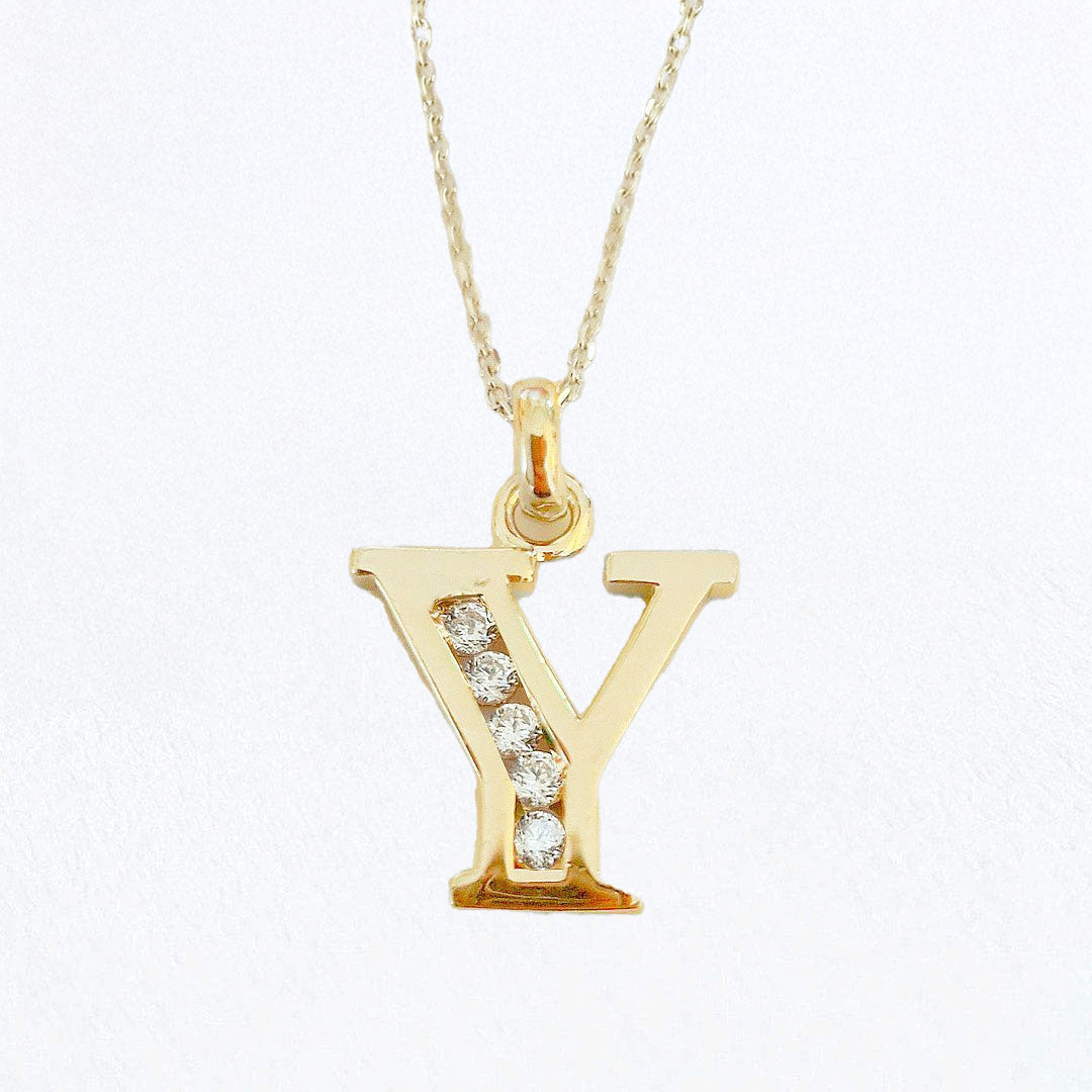 Collier lettre Y - Basic & Perfect - Plaqué Or 18K Zirconium - Bellaime