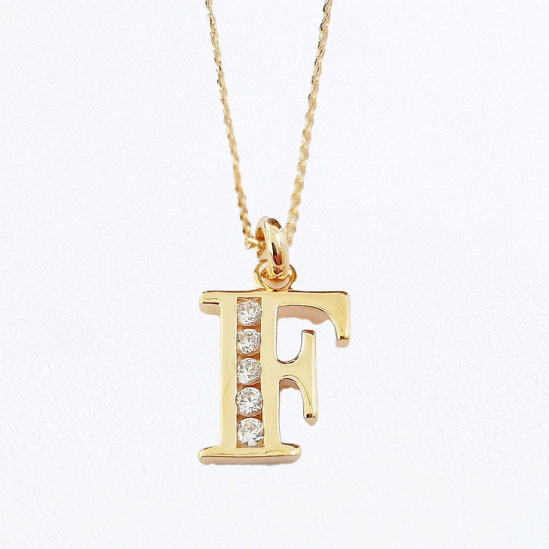 Collier lettre F - Basic & Perfect - Plaqué Or 18K Zirconium - Bellaime