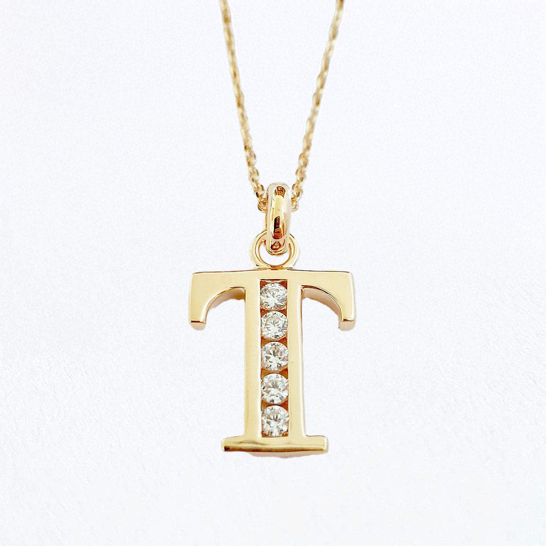Collier lettre T - Basic & Perfect - Plaqué Or 18K Zirconium - Bellaime