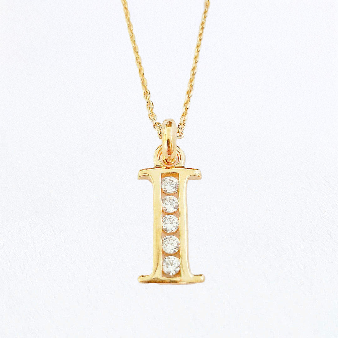 Collier lettre I - Basic & Perfect - Plaqué Or 18K Zirconium - Bellaime