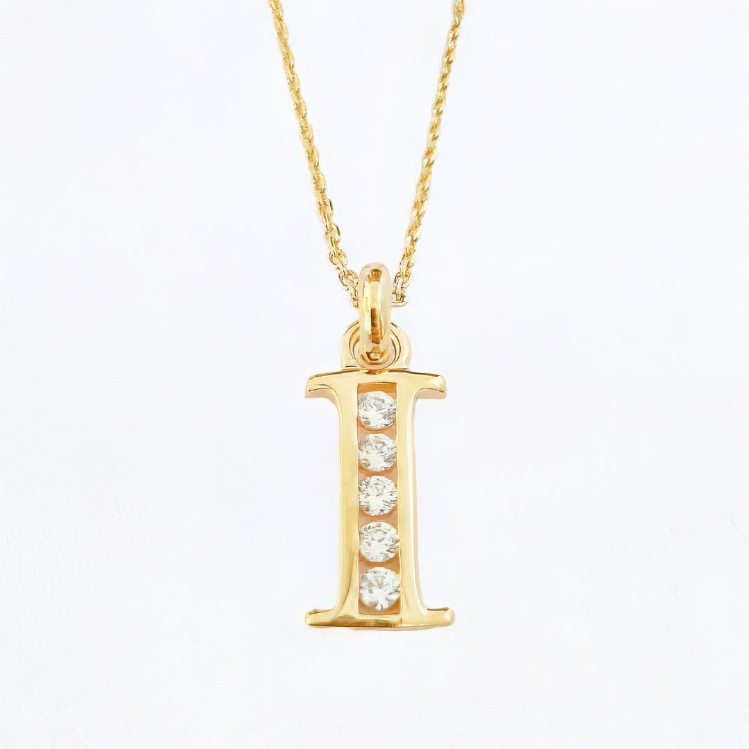 Collier Femme Initiale I Plaqué Or - Pendentif Ovale Sertis De Zirconiums - Bijouxdemylene