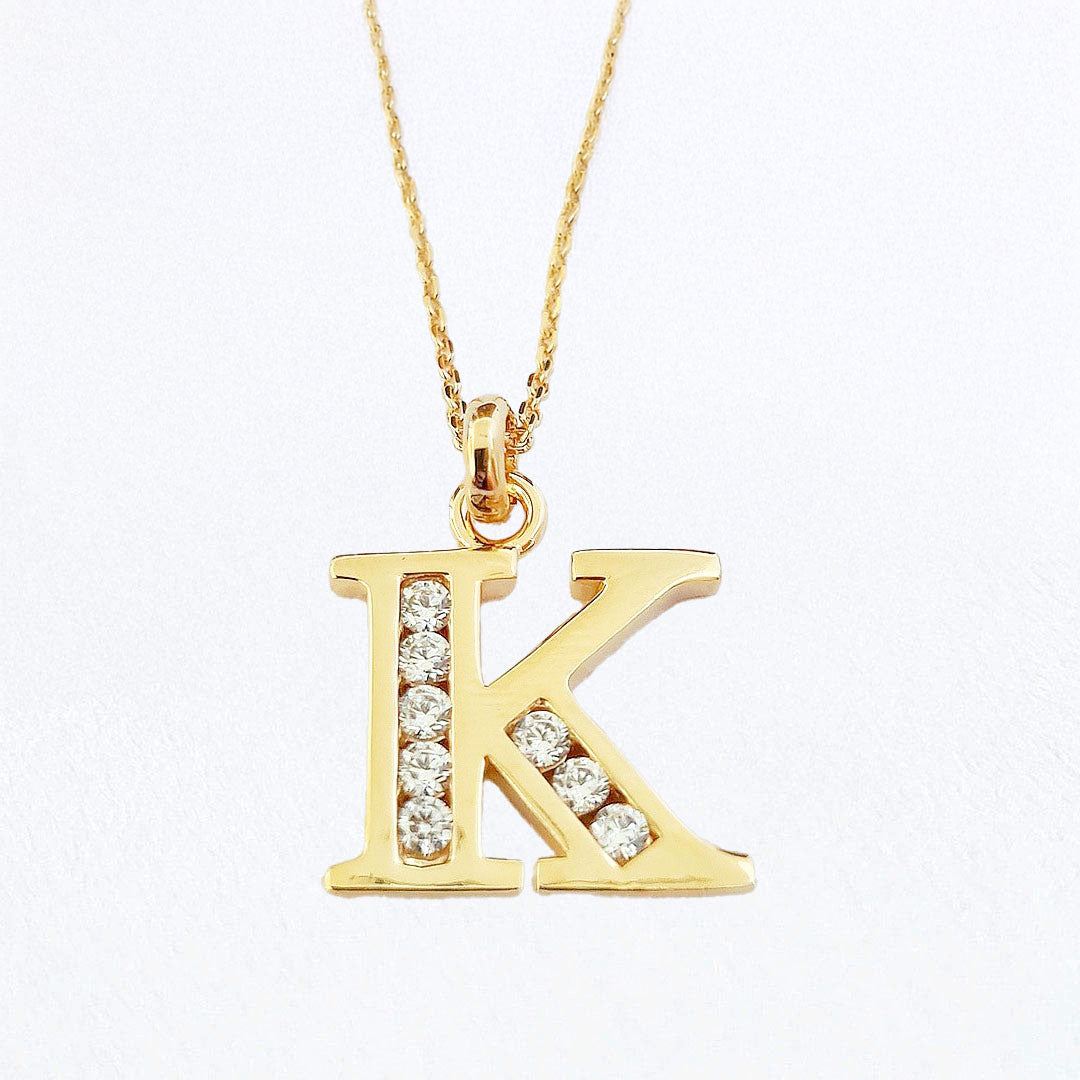 Collier lettre K - Basic & Perfect - Plaqué Or 18K Zirconium - Bellaime