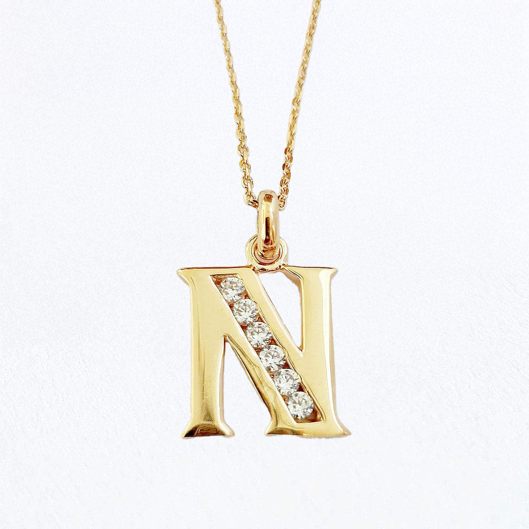 Collier lettre N - Basic & Perfect - Plaqué Or 18K Zirconium - Bellaime