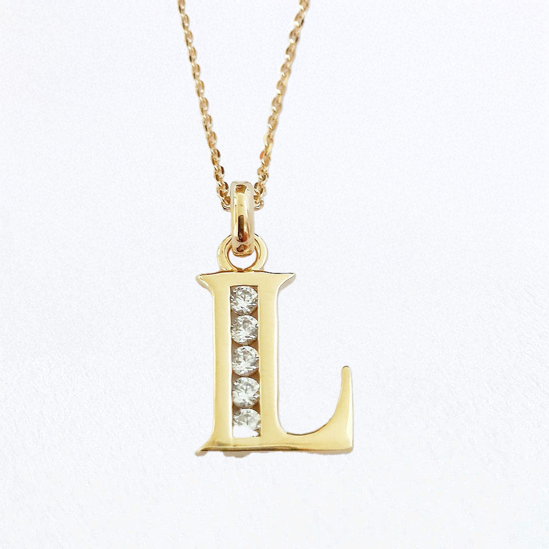 Collier lettre L - Basic & Perfect - Plaqué Or 18K Zirconium - Bellaime