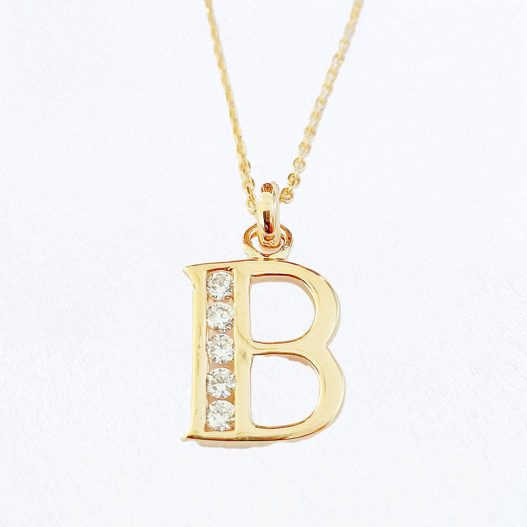Collier lettre B - Basic & Perfect - Plaqué Or 18K Zirconium - Bellaime