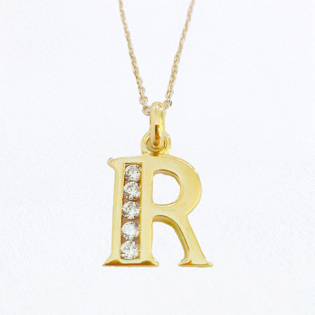 Collier lettre R - Basic & Perfect - Plaqué Or 18K Zirconium - Bellaime