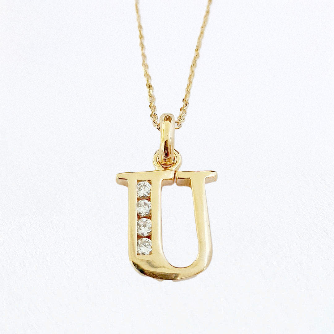 Collier lettre U - Basic & Perfect - Plaqué Or 18K Zirconium - Bellaime