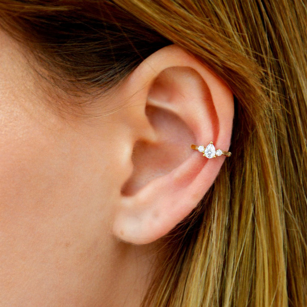Earcuff plaqué or Ambre 2