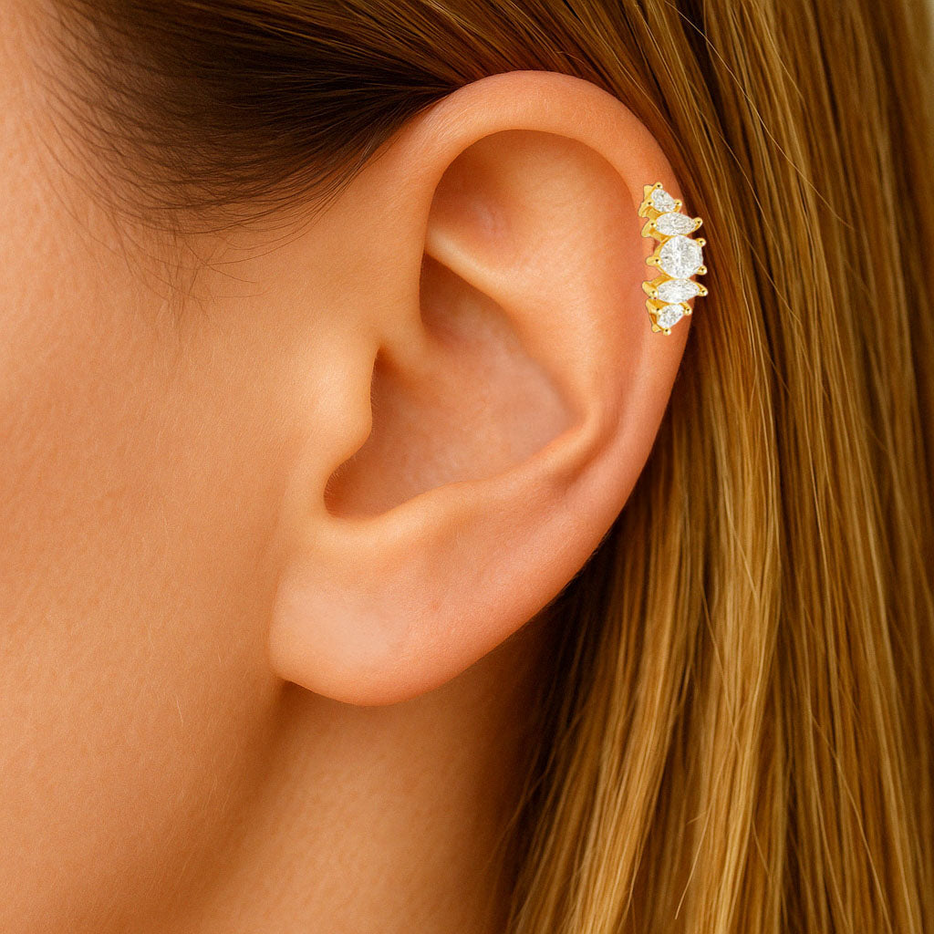 Earcuff Chloé - Plaqué Or 18K et Zirconium - 1 cm