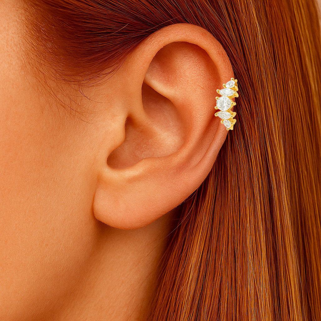 Earcuff plaqué or 18K zirconium 1 cm Chloe Bellaime 2