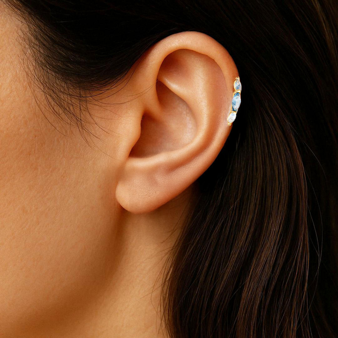 Earcuff plaqué or 18K zirconium 1 cm Daniela Bellaime 2