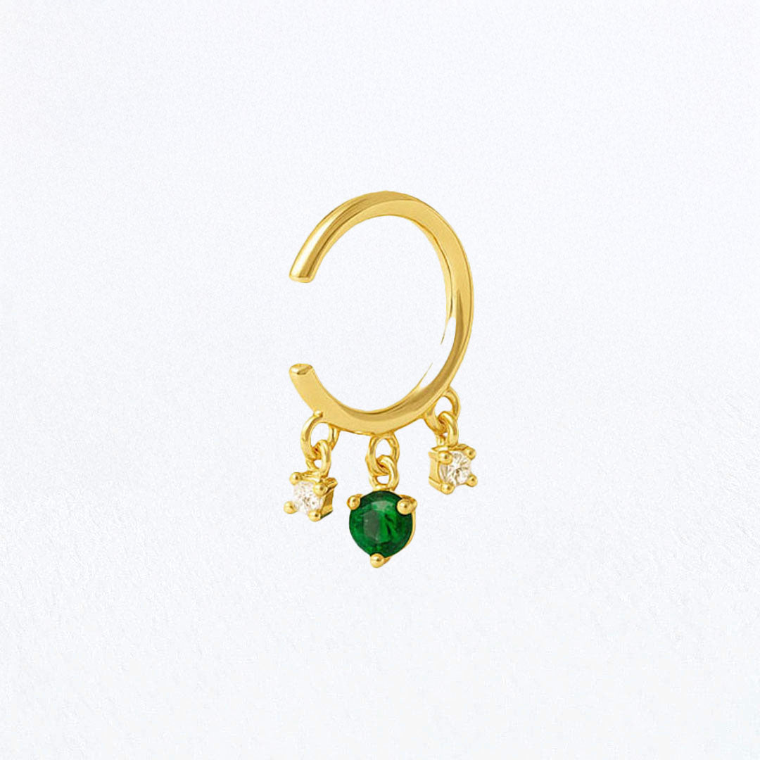 Earcuff Devina - Verte - Plaqué Or 18K et Zirconium