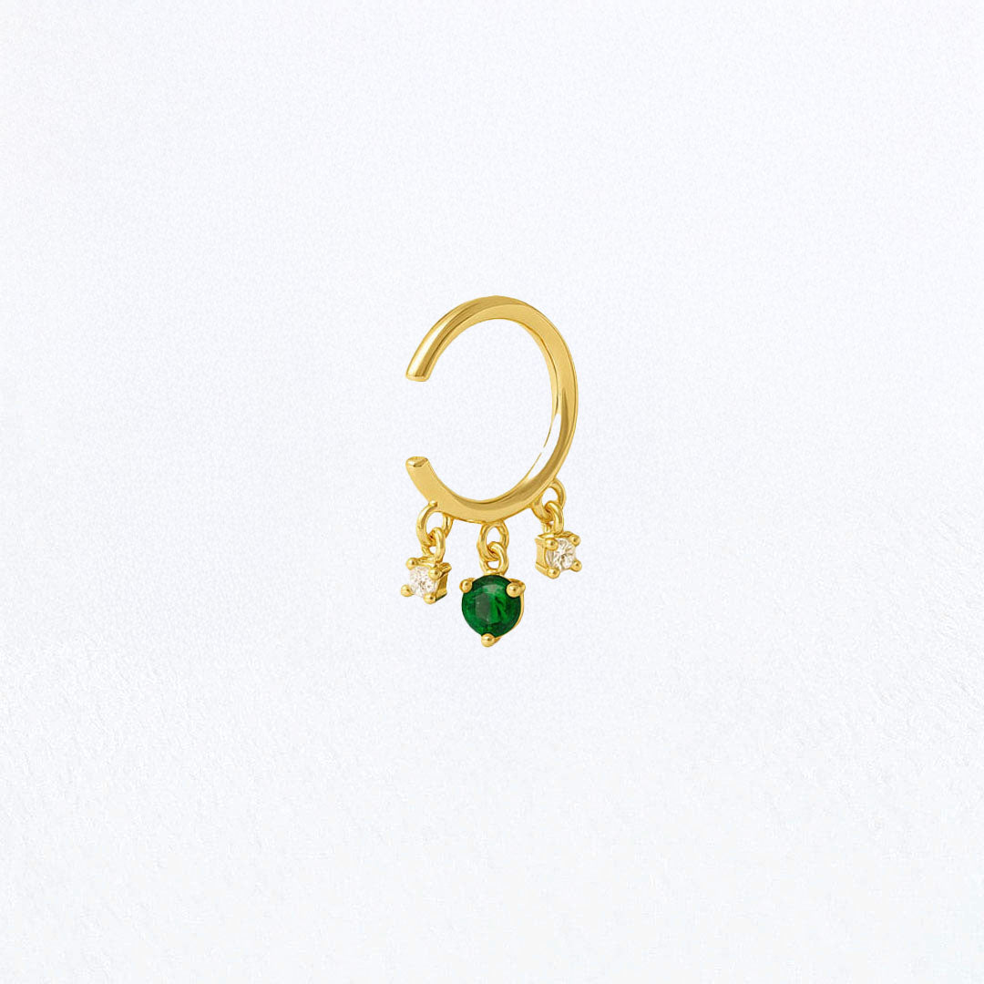 Earcuff plaqué or 18K zirconium vert Devina Bellaime