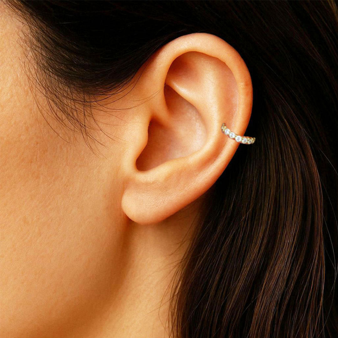 Earcuff plaqué or Jade 2