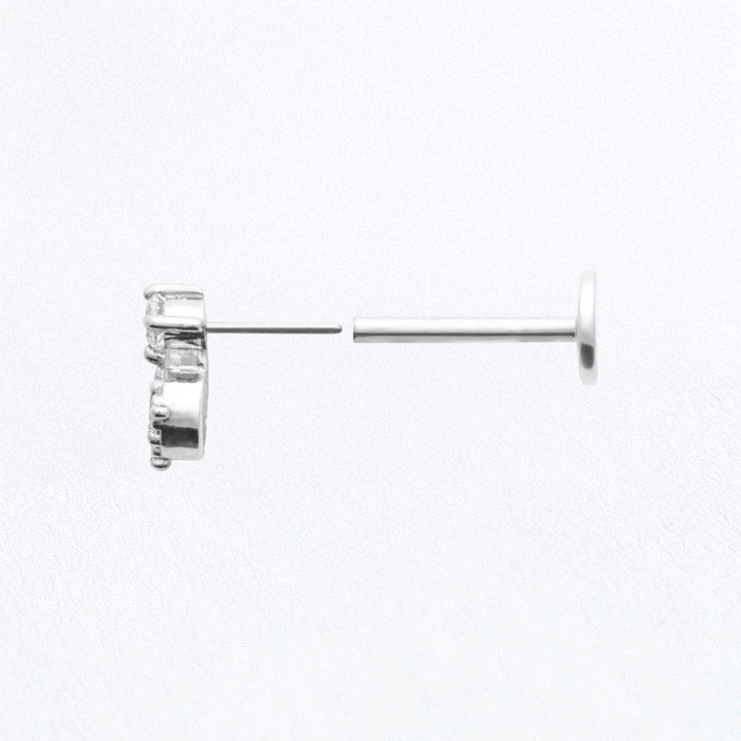 Piercing Oreille Argent 925 Rhodié Duostone Bellaime 3