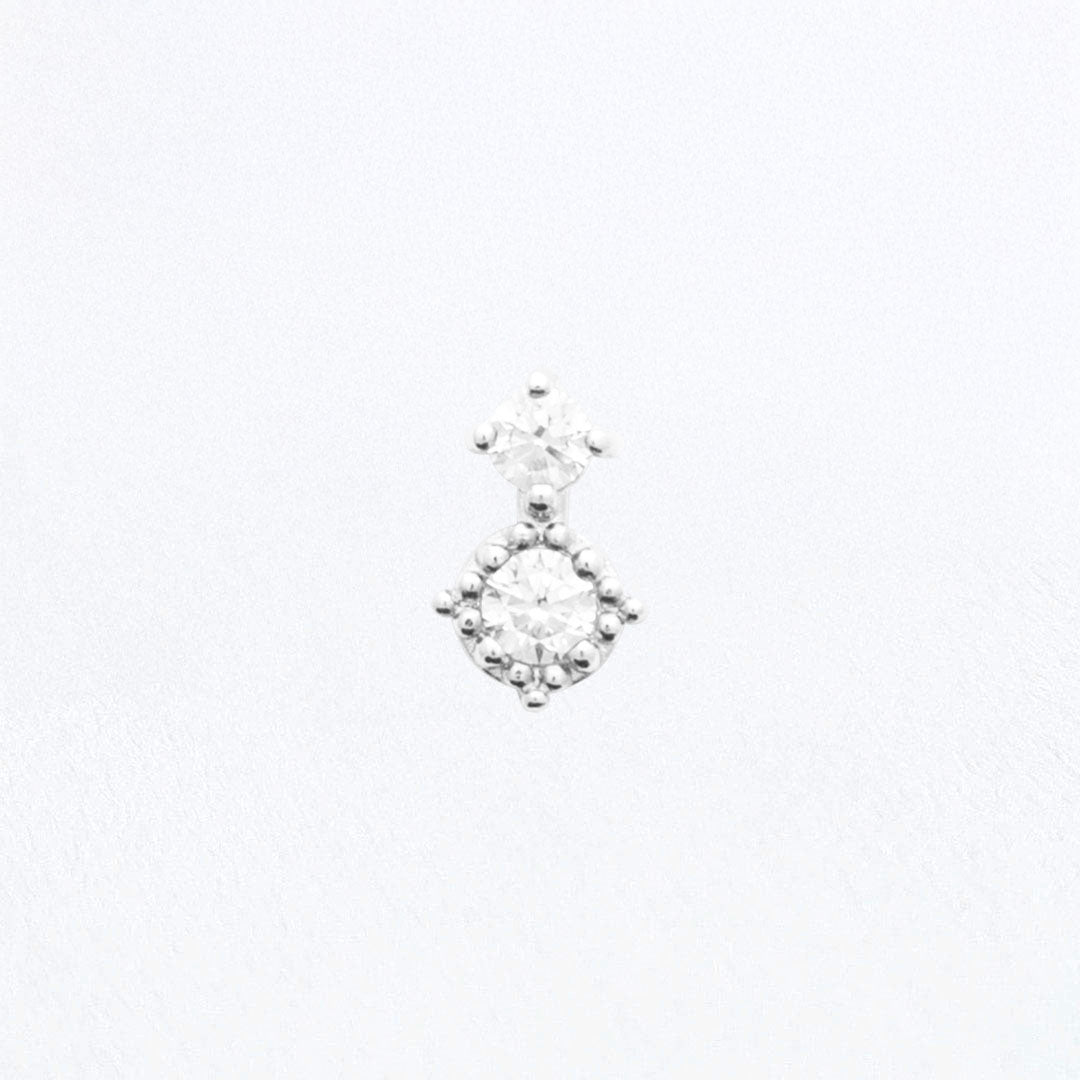Piercing Oreille Duostone - Argent 925 Rhodié