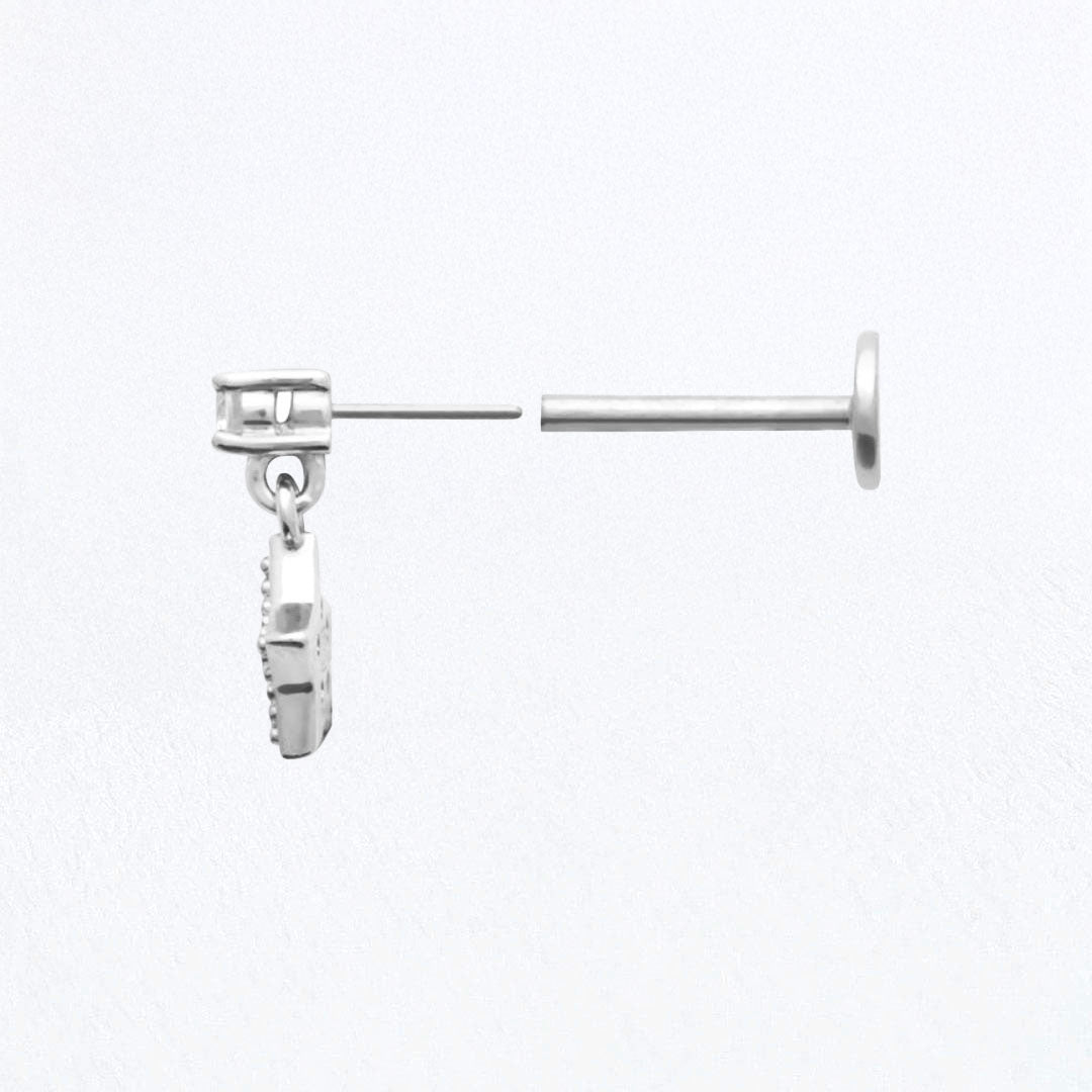 Piercing Oreille étoile Argent 925 Rhodié Star Bellaime 3