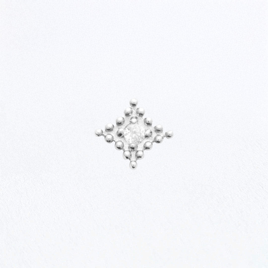 Piercing Oreille Argent 925 Rhodié Starbust Bellaime