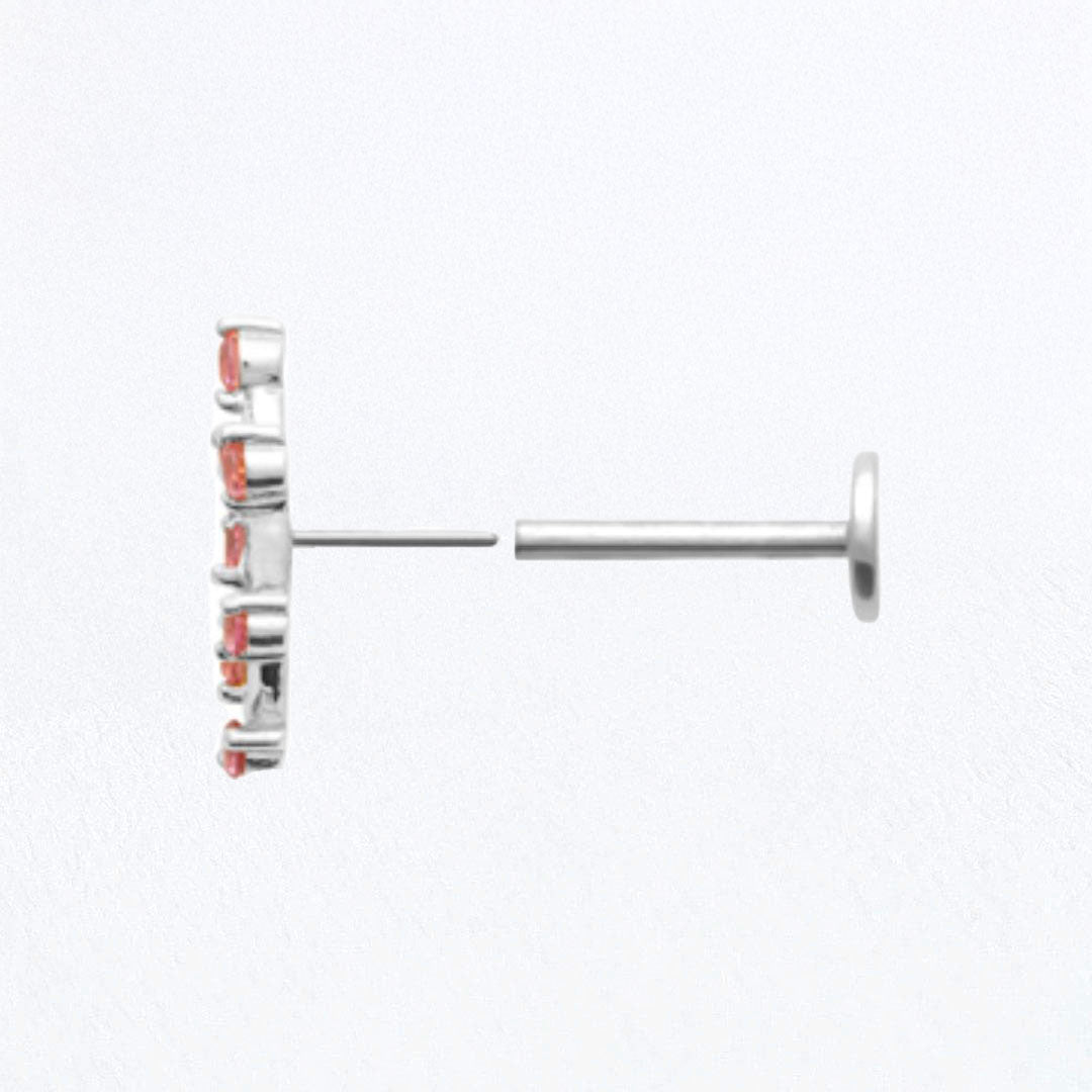 Piercing Oreille Pink Flower - Argent 925 Rhodié