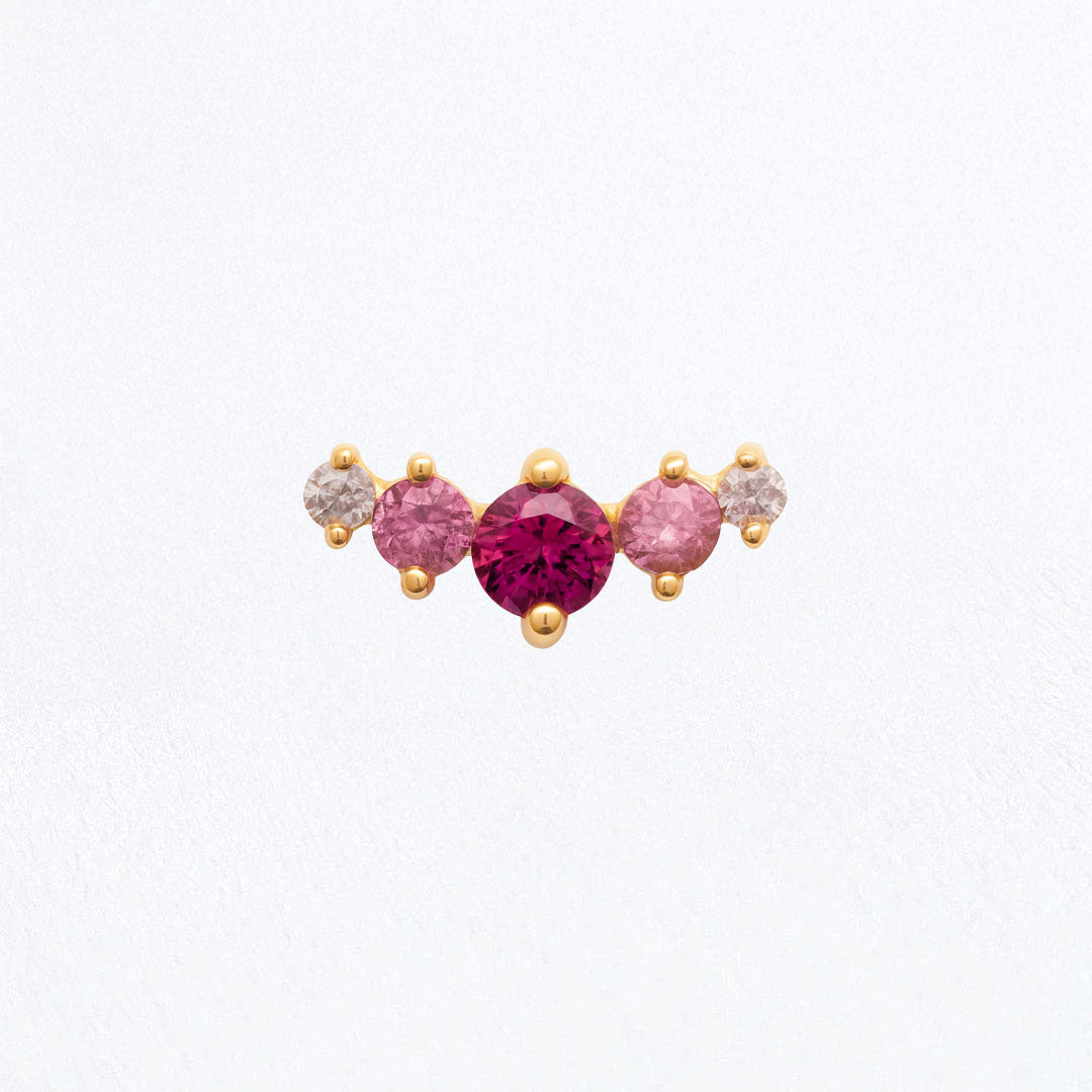 Piercing Oreille Pink Harmony - Plaqué or 18K