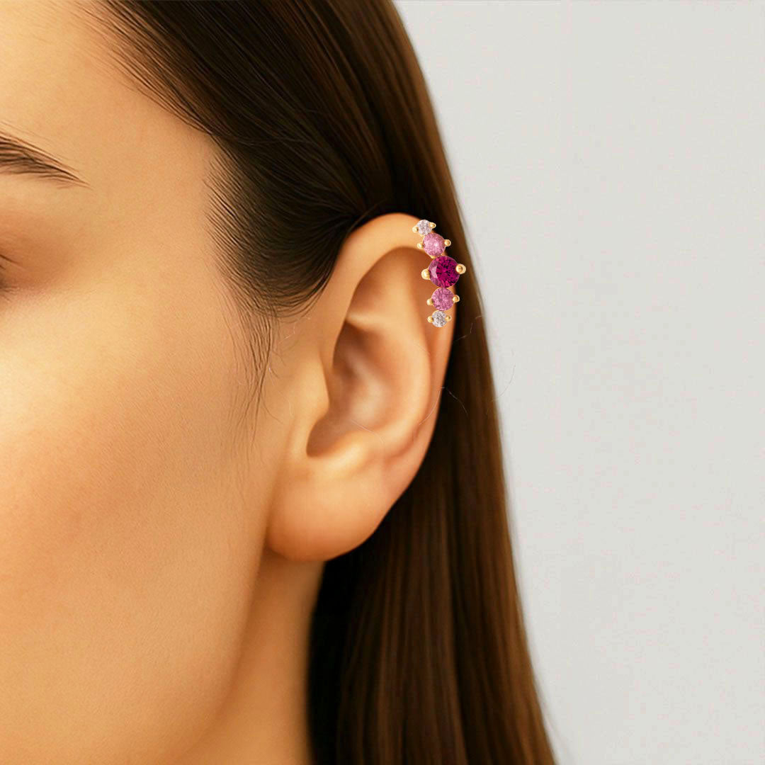 Piercing Oreille Pink Harmony - Plaqué or 18K