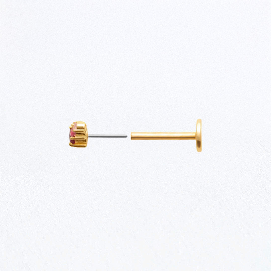 Piercing Oreille Pink Harmony - Plaqué or 18K