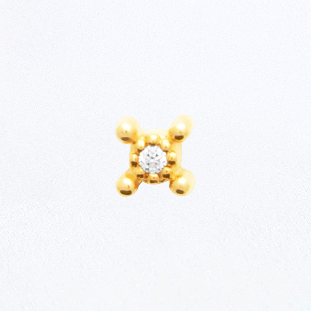 Piercing Oreille Halo - Plaqué or 18K