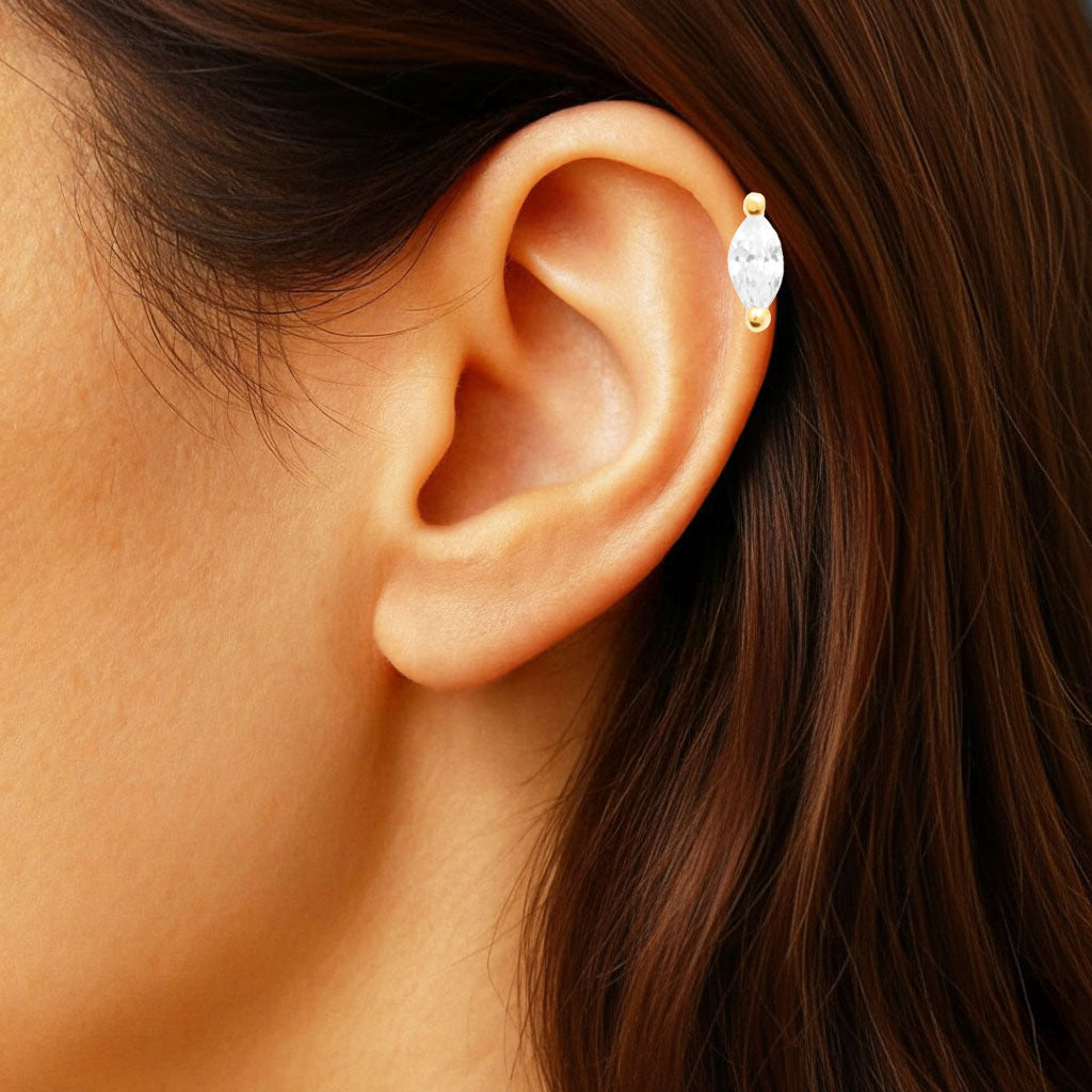 Piercing Oreille Marquise - Plaqué or 18K