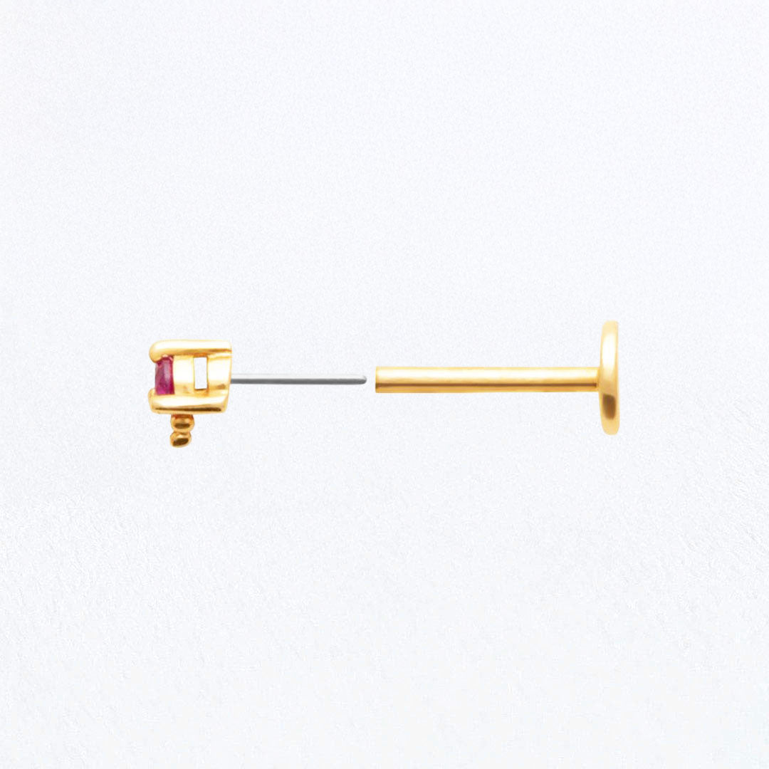 Piercing Oreille rose Plaqué or Pink Lady Bellaime 2
