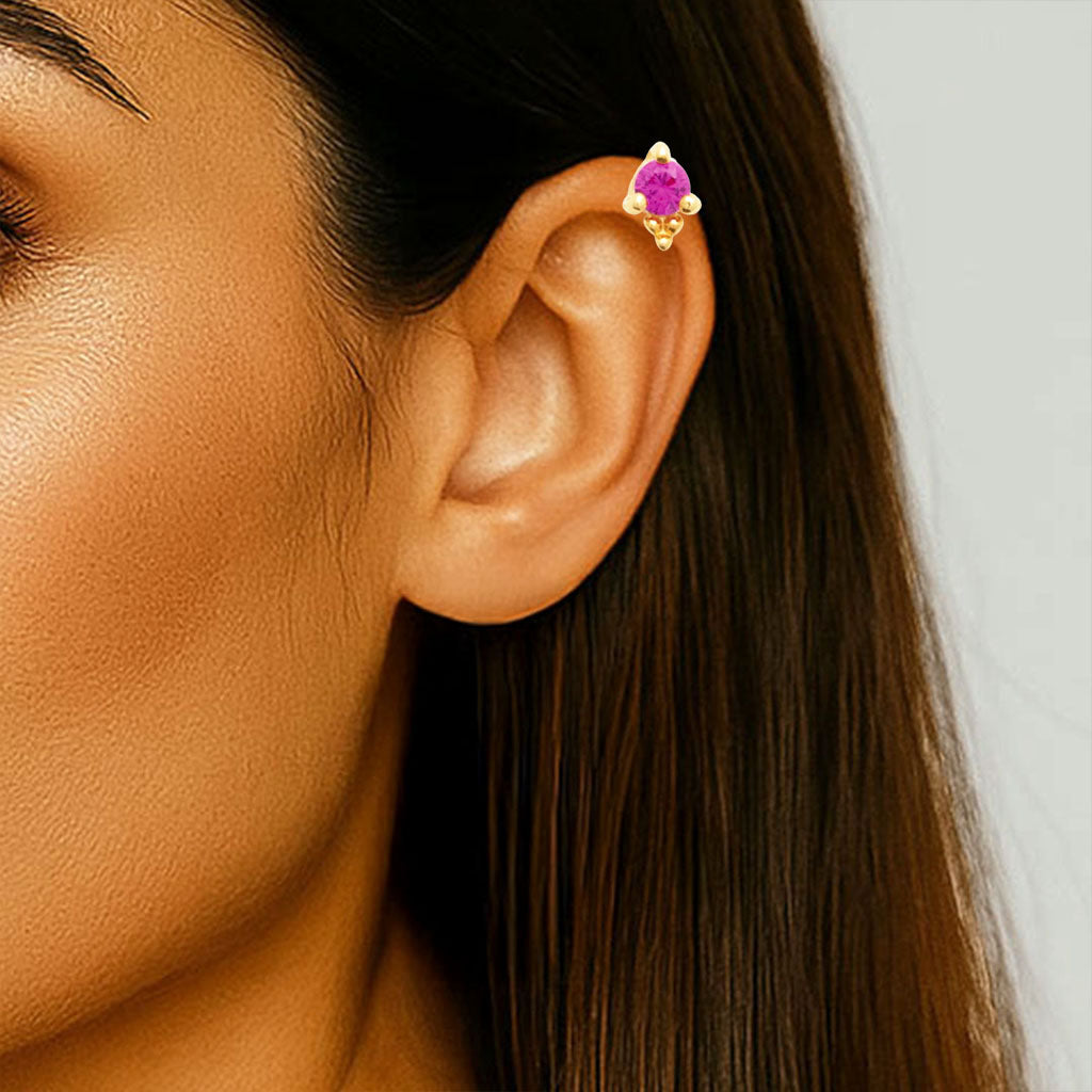 Piercing Oreille rose Pink Lady - Plaqué or 18K