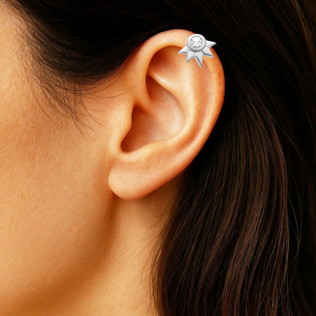 Piercing Oreille Rising Star - Argent 925 Rhodié
