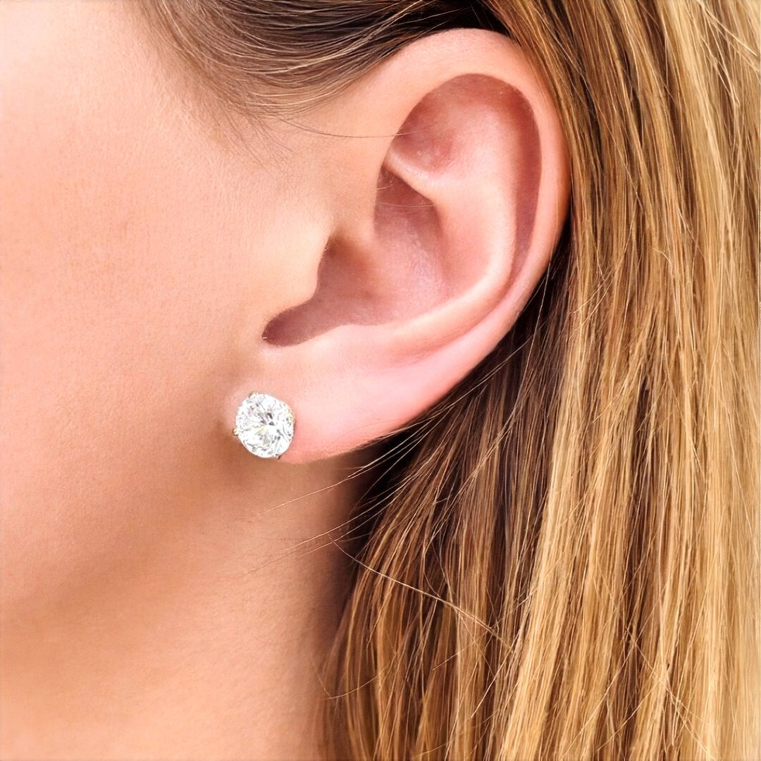 Boucle d'oreille puce argent 925 zirconium 8 mm Basic & Perfect Bellaime 2