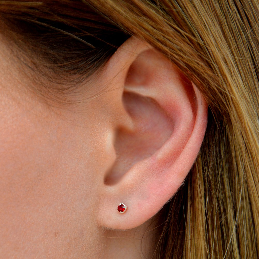 Boucle d'oreille rouge puce argent 925 cristal Love It Bellaime 2