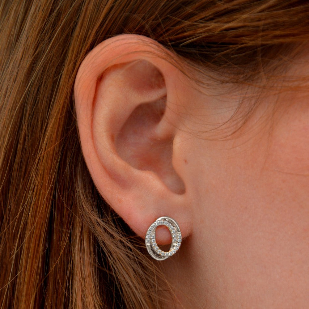 Boucles d'Oreilles Universe - Argent 925 Rhodié et Zirconium