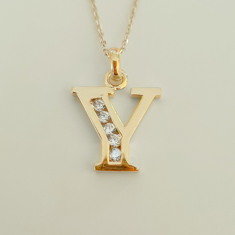 Collier lettre Y plaqué or 18K zirconium Basic & Perfect Bellaime