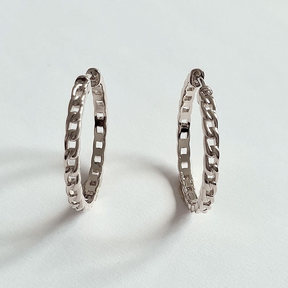 Boucles d'Oreilles Kurt - Créoles Argent 925 Rhodié - 3 cm