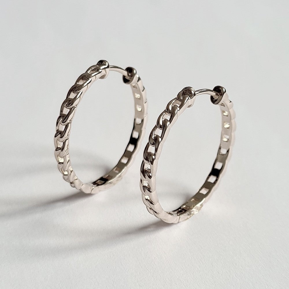 Boucles d'Oreilles Kurt - Créoles Argent 925 Rhodié - 3 cm