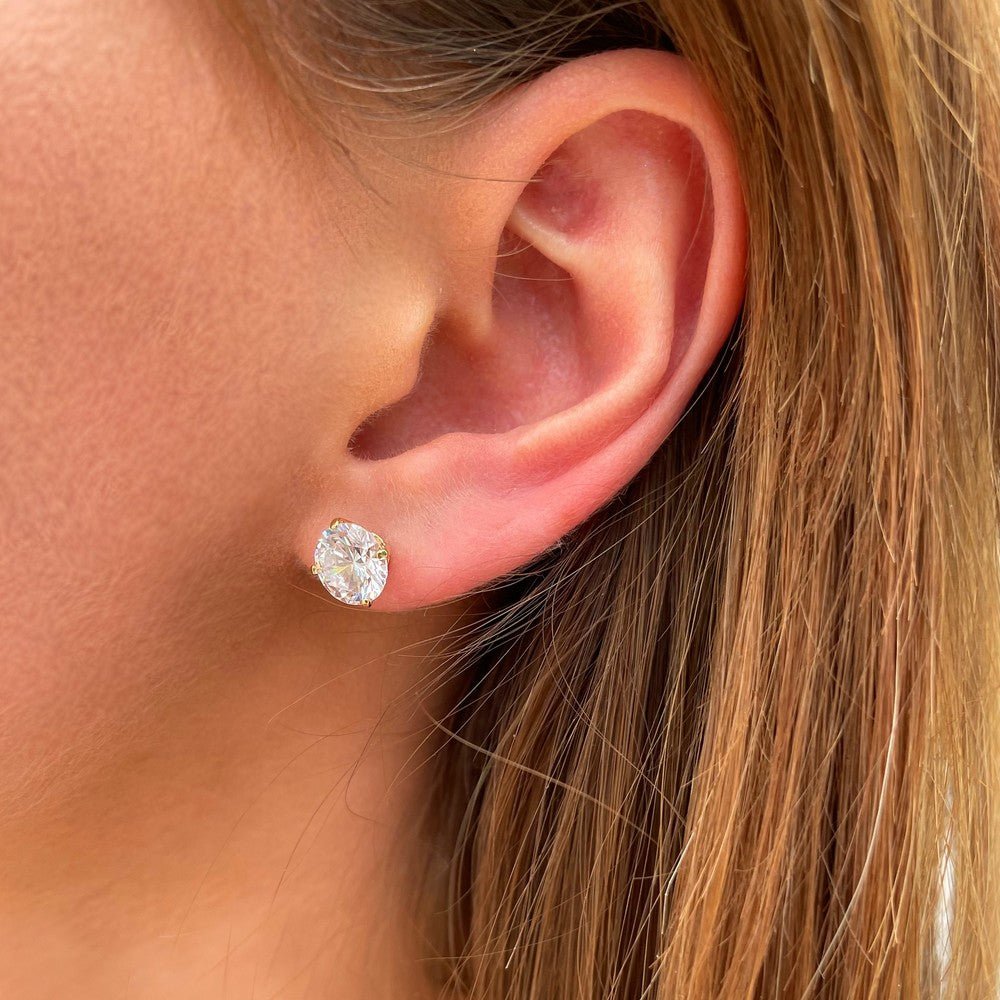 Boucle d'oreille plaqué or 18K zirconium 8 mm Basic & Perfect Bellaime 2