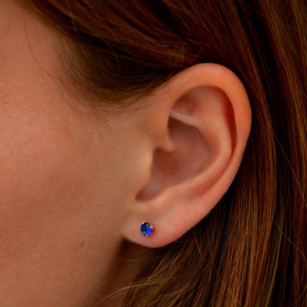 Boucle d'oreille puce bleu plaqué or 18K zirconium Blue Mania 2