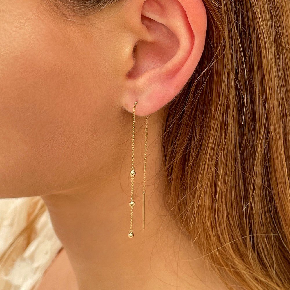 Boucle d'oreille fil plaqué or 18K Trinity Bellaime 2