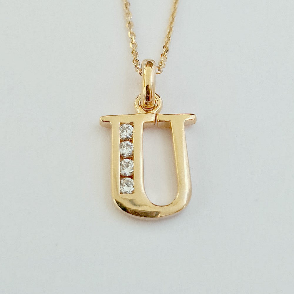 Collier Lettre F - Basic & Perfect - Plaqué Or 18K Zirconium