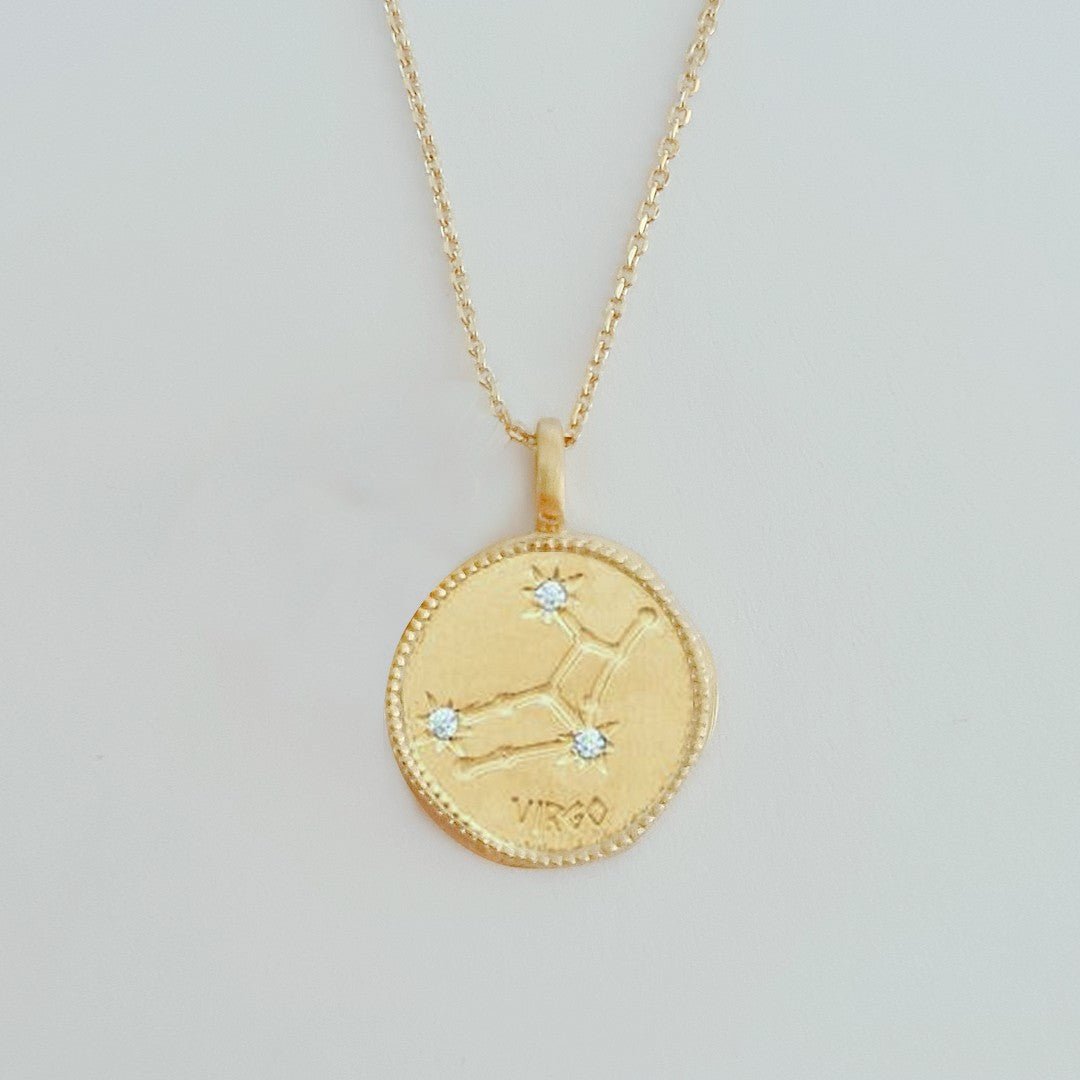 Collier vierge signe astrologique constellation plaqué or 18K zirconium Bellaime