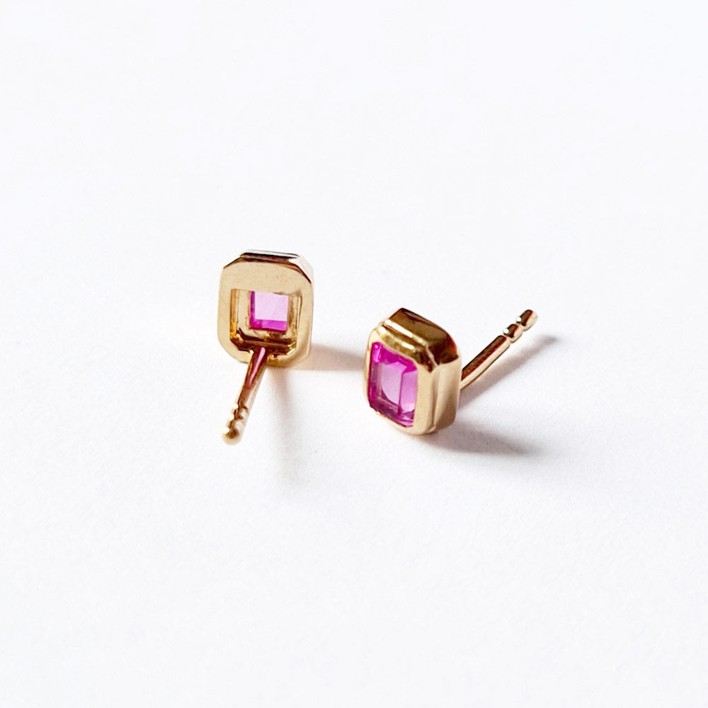 Boucle d'oreille rose plaqué or 18K Calypso Bellaime 4