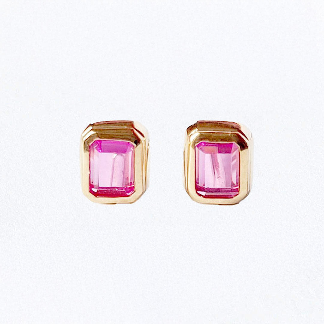 Boucle d'oreille rose plaqué or 18K Calypso Bellaime