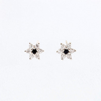 Puces d'Oreilles Edelweiss - Argent 925 Rhodié et Zirconium